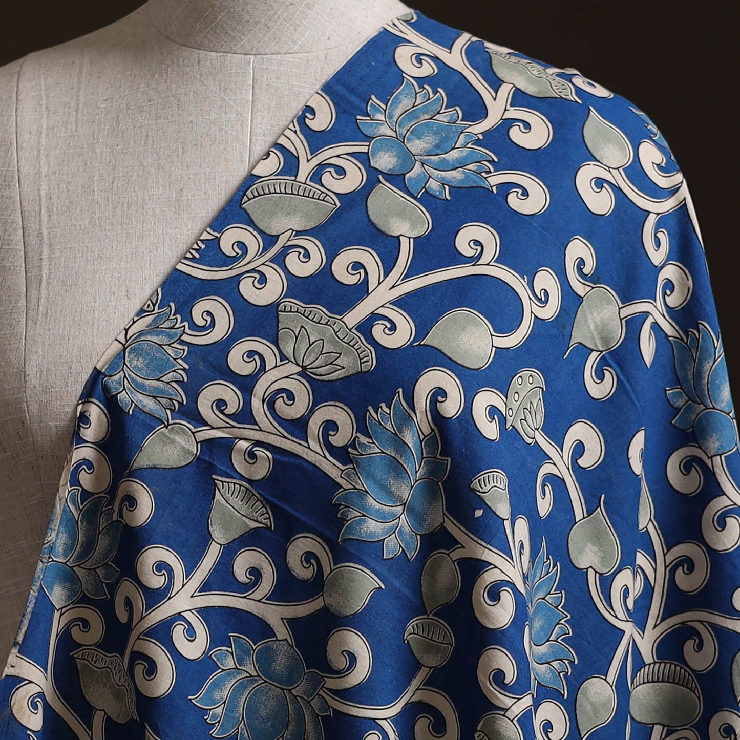Blue - Kalamkari Printed Cotton Fabric 37