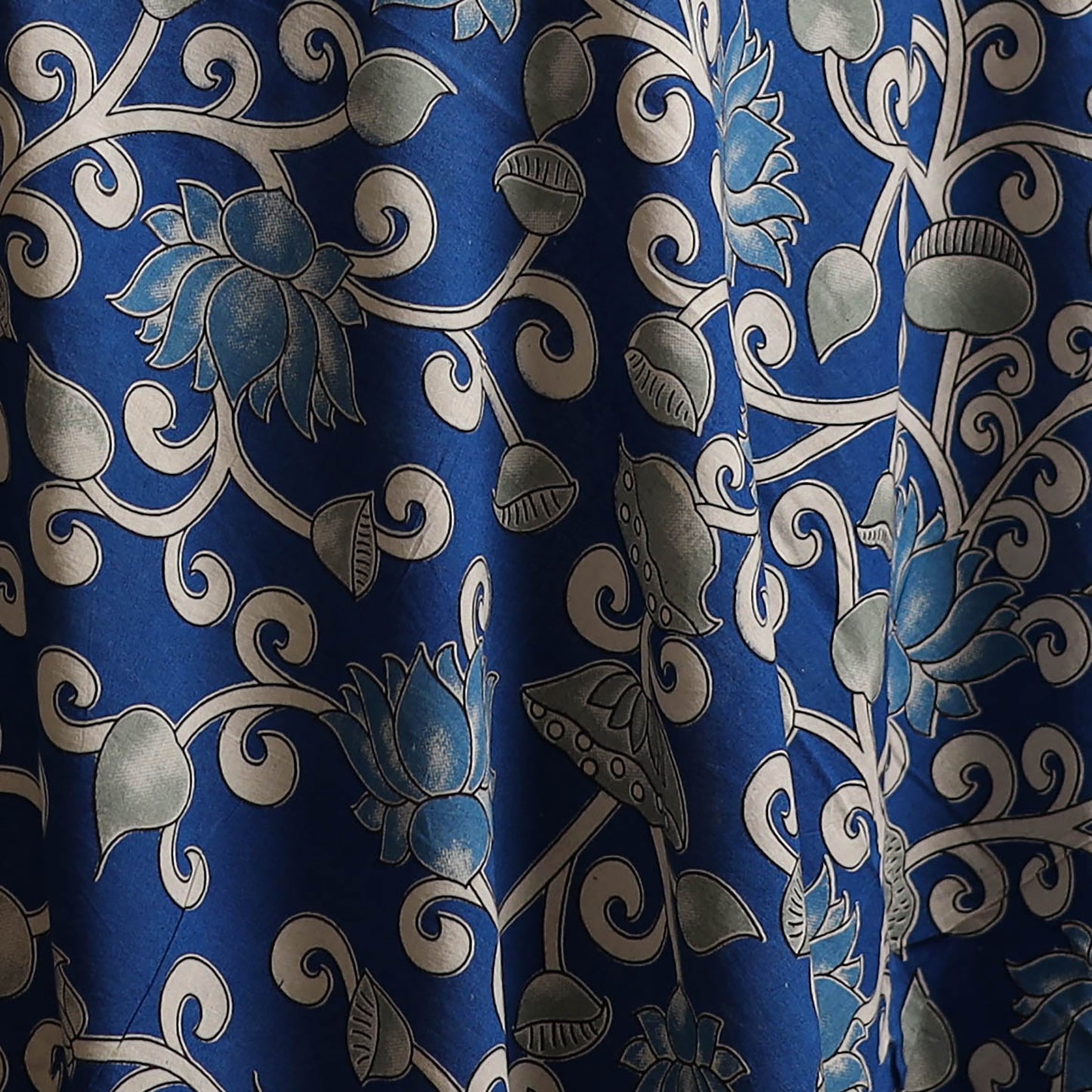 Blue - Kalamkari Printed Cotton Fabric 37