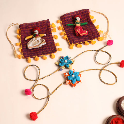  Handmade Fabric Flower Rakhi (Set of 2)