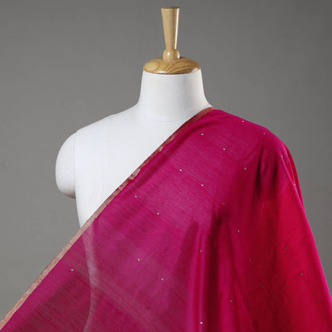 Pink - handloom silk cotton zari buti chanderi fabric 05