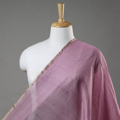 Purple - Traditional Chanderi Silk Handloom Zari Buti Fabric