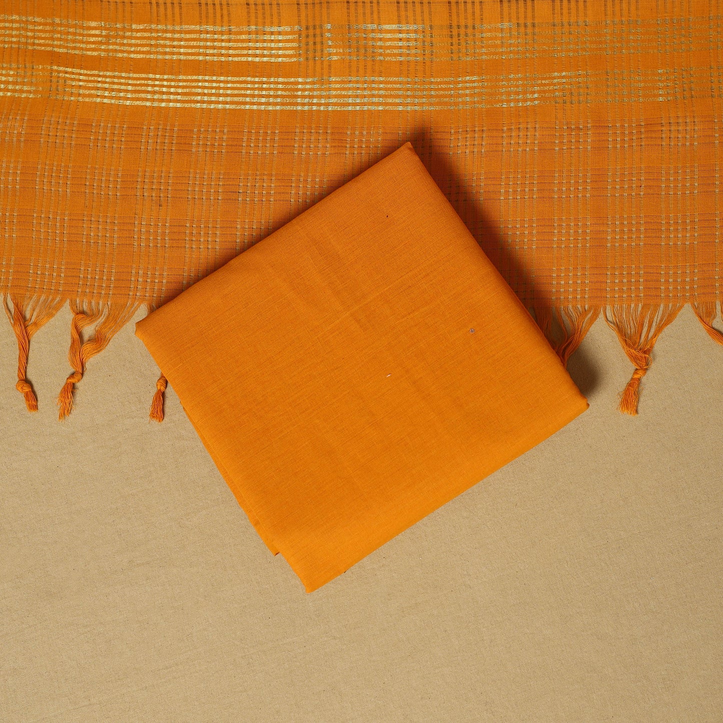 Grey - 3pc karnataka weave cotton unstitched khun dress