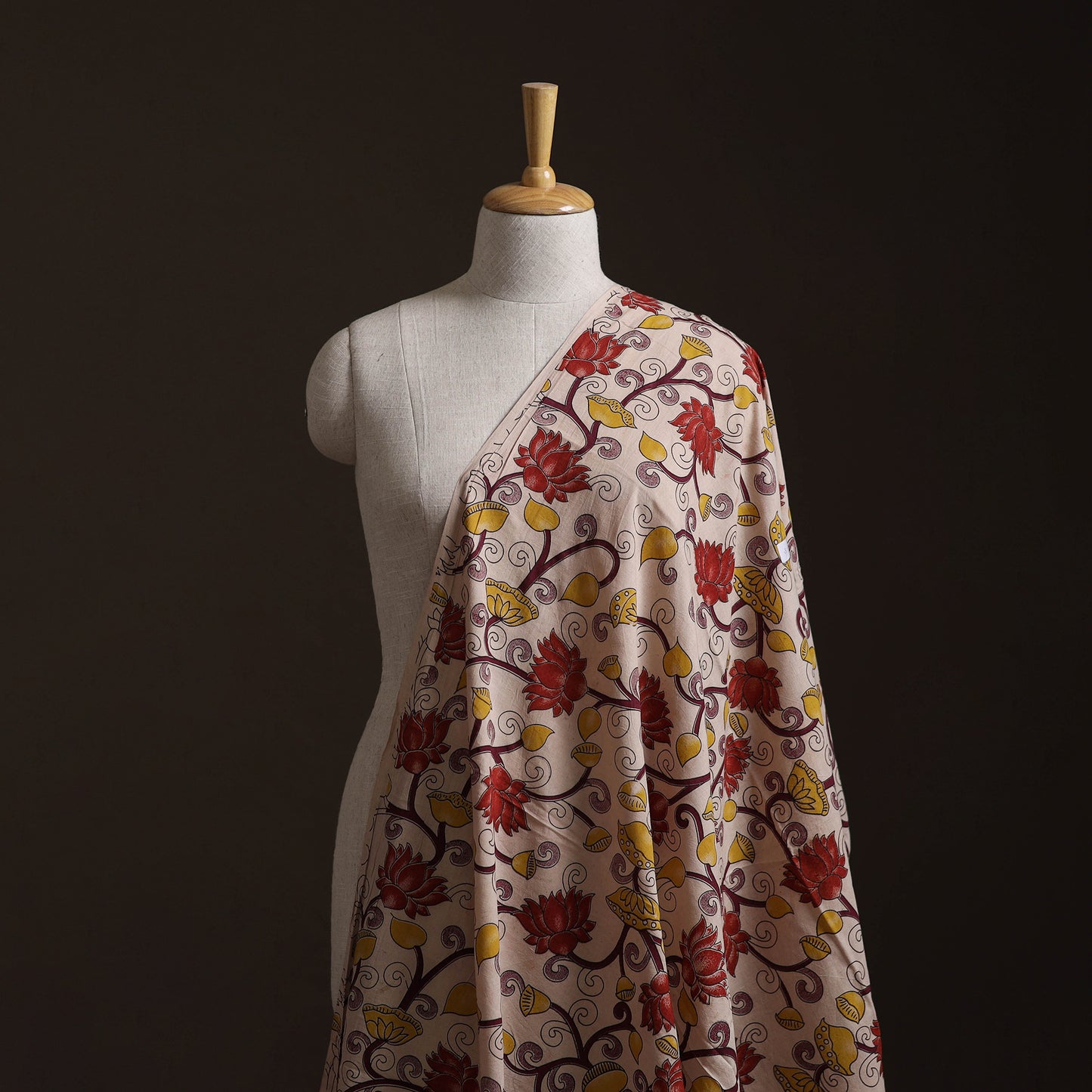 Beige - Kalamkari Printed Cotton Fabric 31