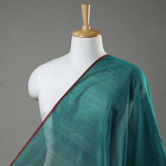 Green - Traditional Chanderi Silk Handloom Tissue Zari Fabric