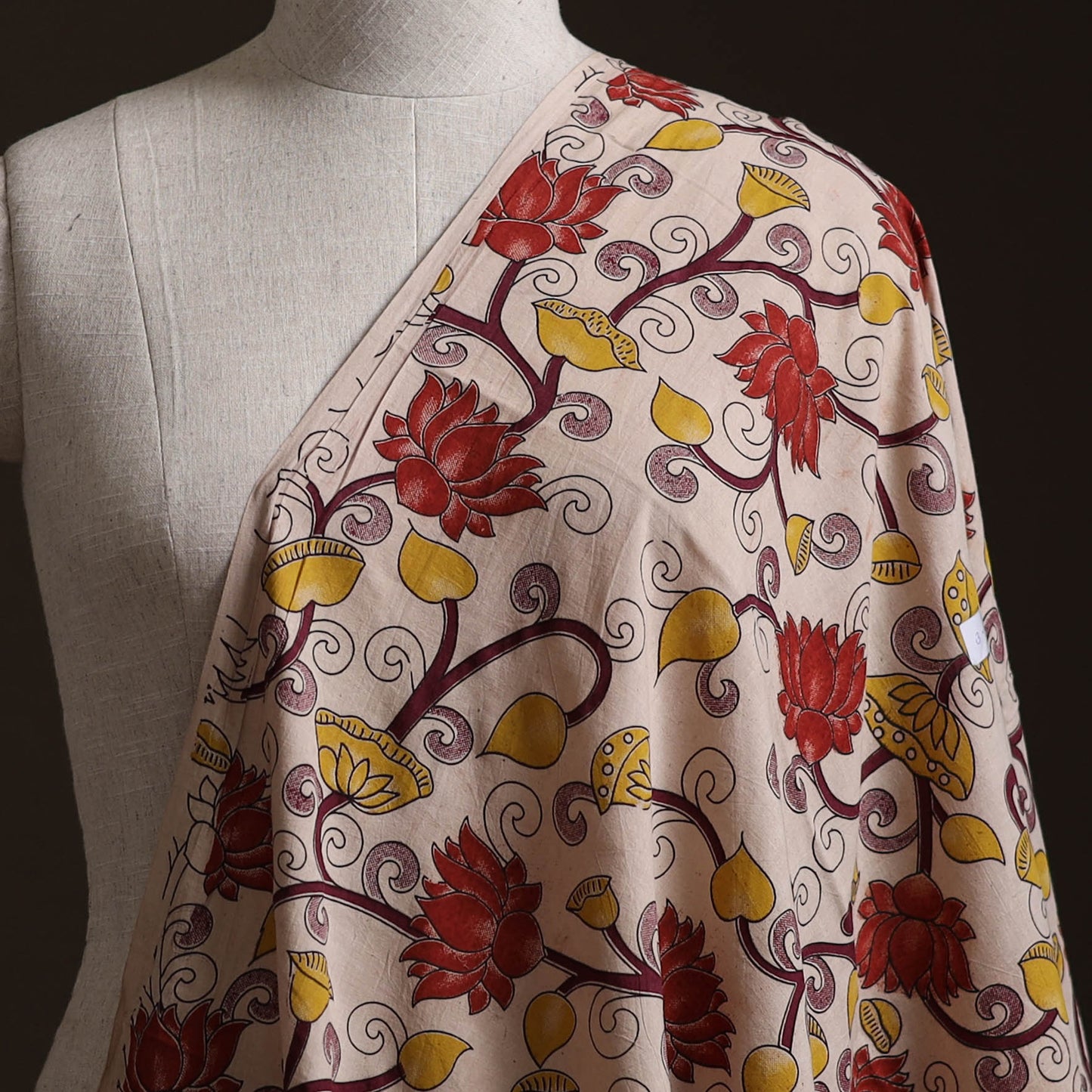 Beige - Kalamkari Printed Cotton Fabric 31
