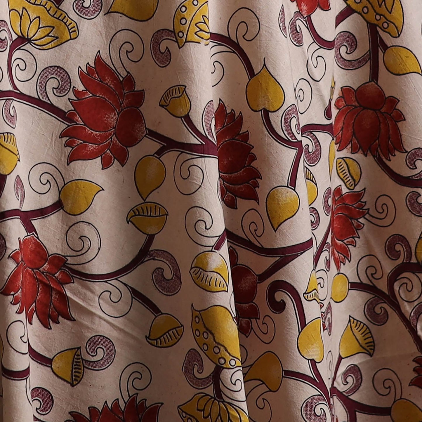 Beige - Kalamkari Printed Cotton Fabric 31