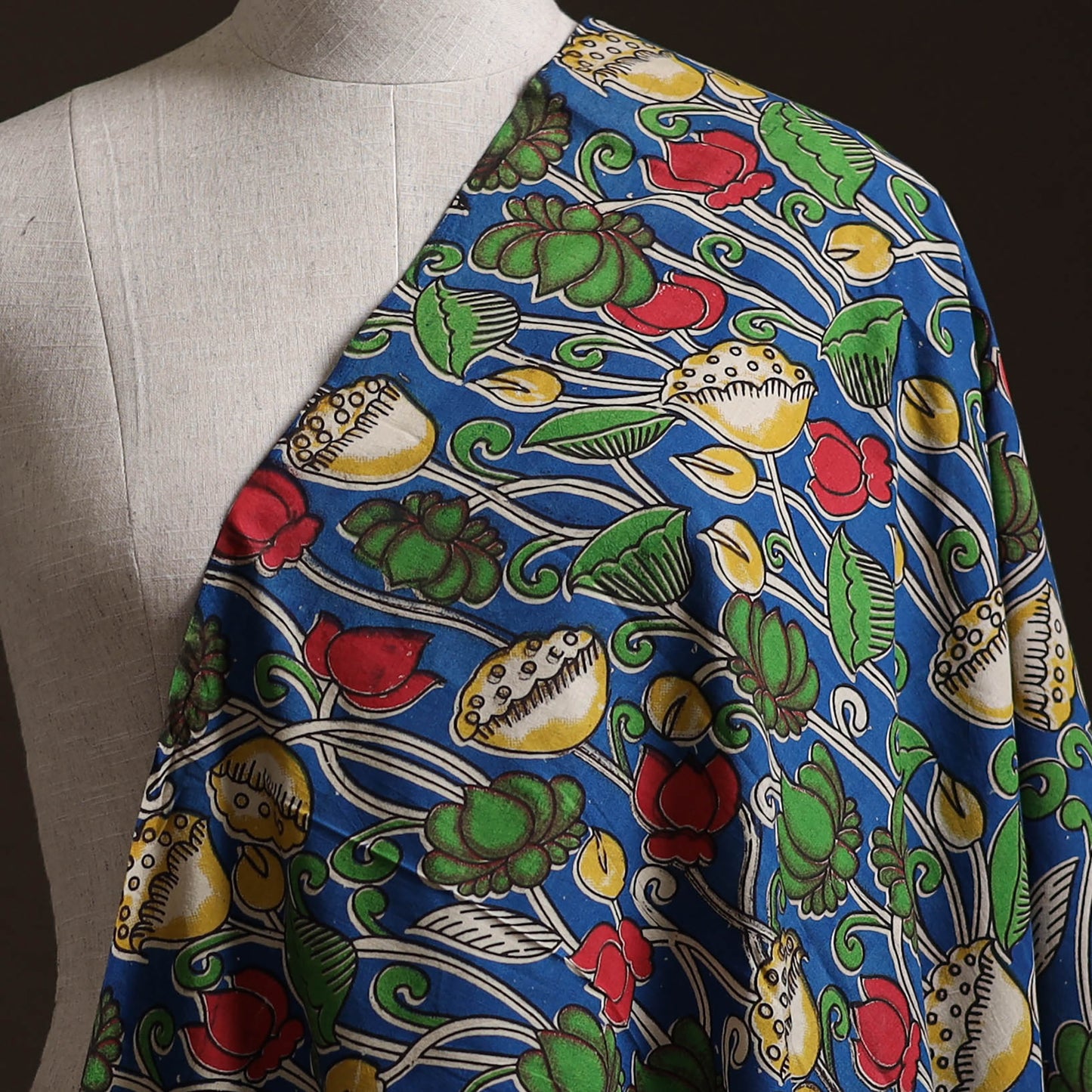 Blue - Kalamkari Printed Cotton Fabric 30