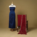 Blue - 3pc karnataka weave cotton unstitched khun dress