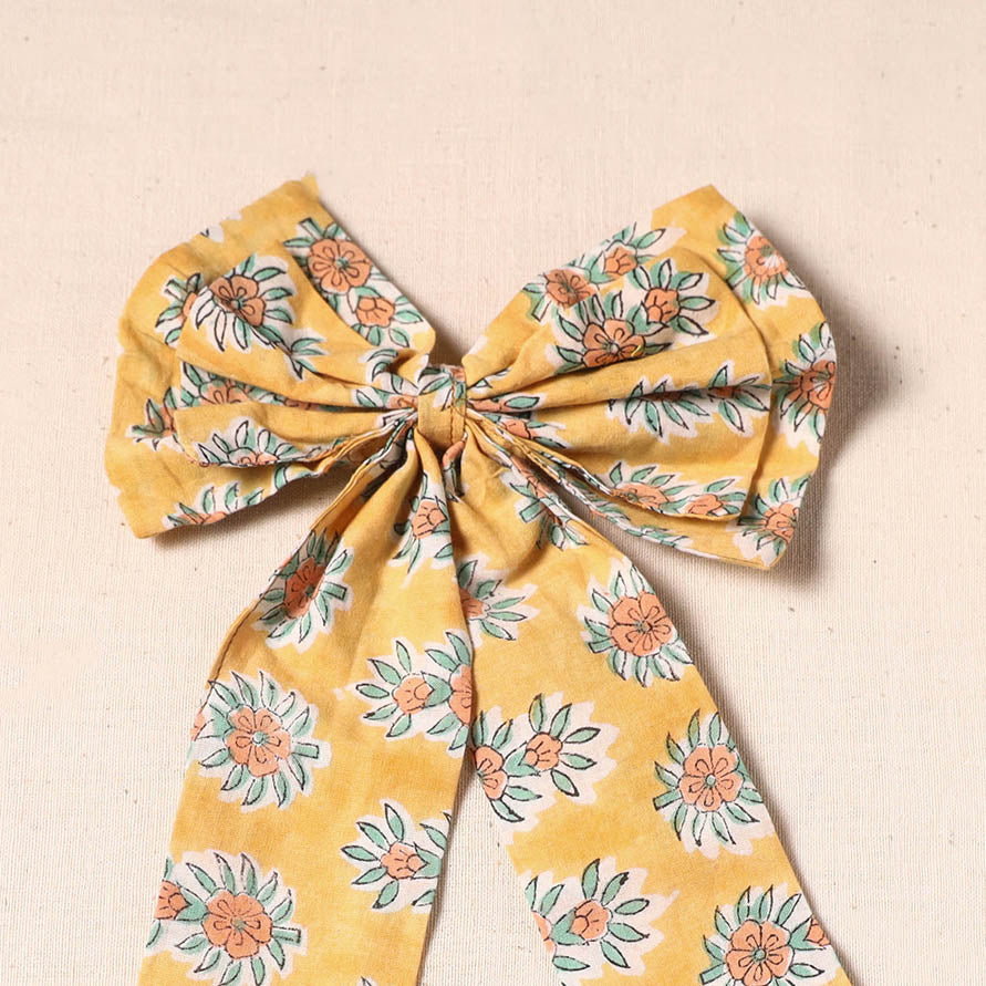 Yellow - handmade fabric bow hair clip 06 - handcrafted