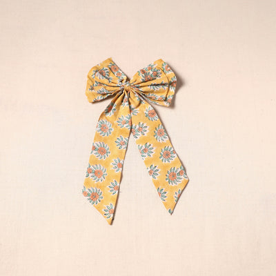 Yellow - handmade fabric bow hair clip 06 - handcrafted