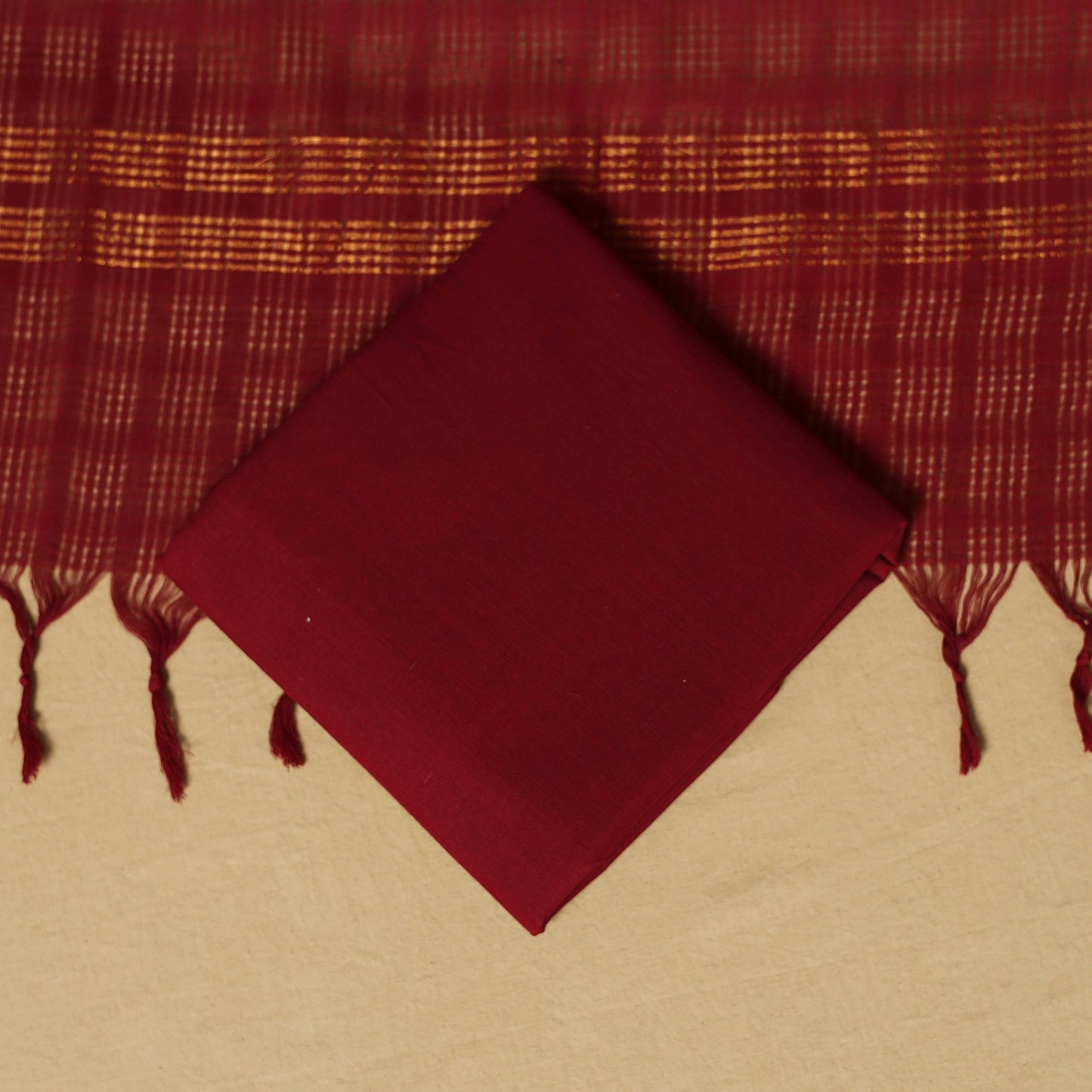 Blue - 3pc karnataka weave cotton unstitched khun dress