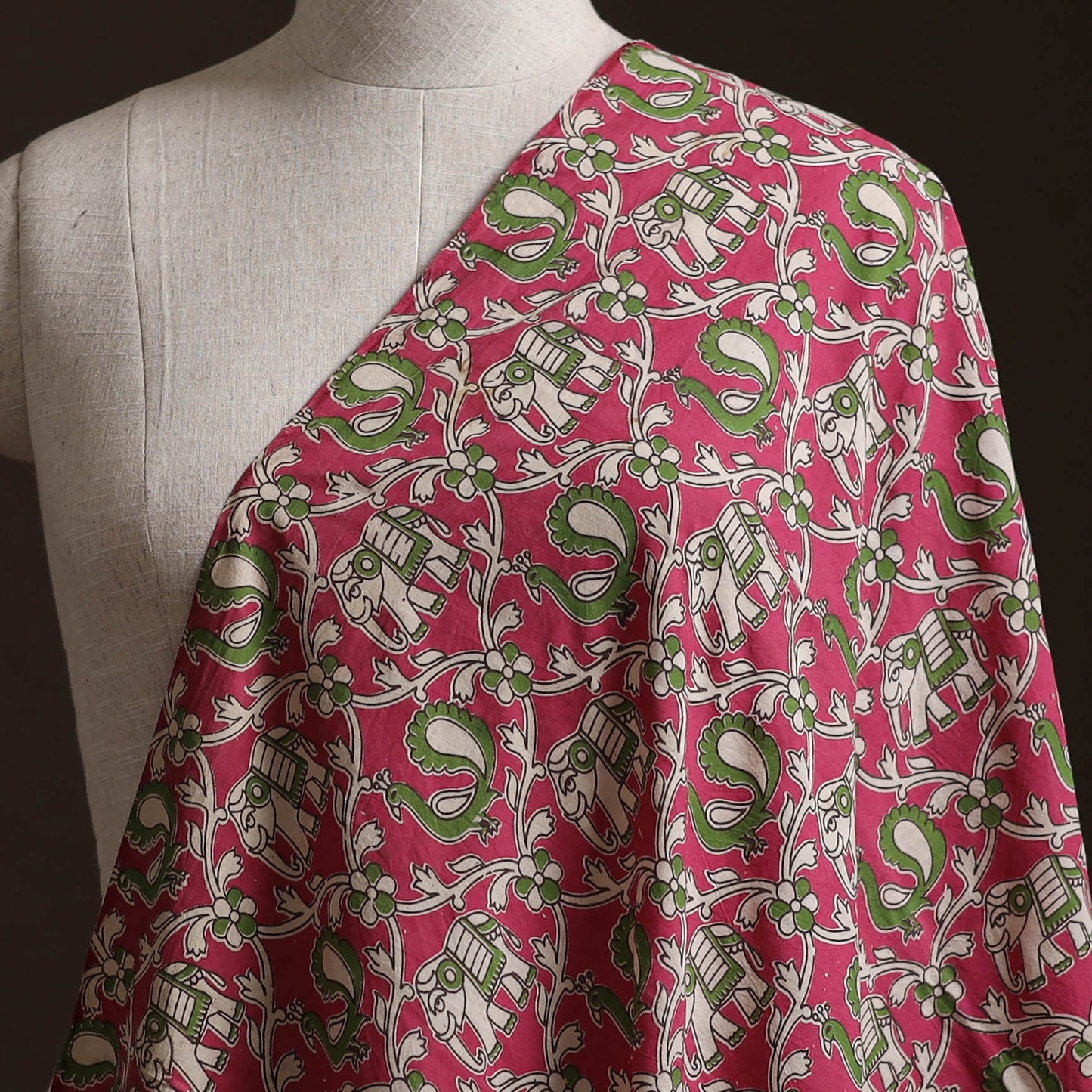 Pink - Kalamkari Printed Cotton Fabric 24