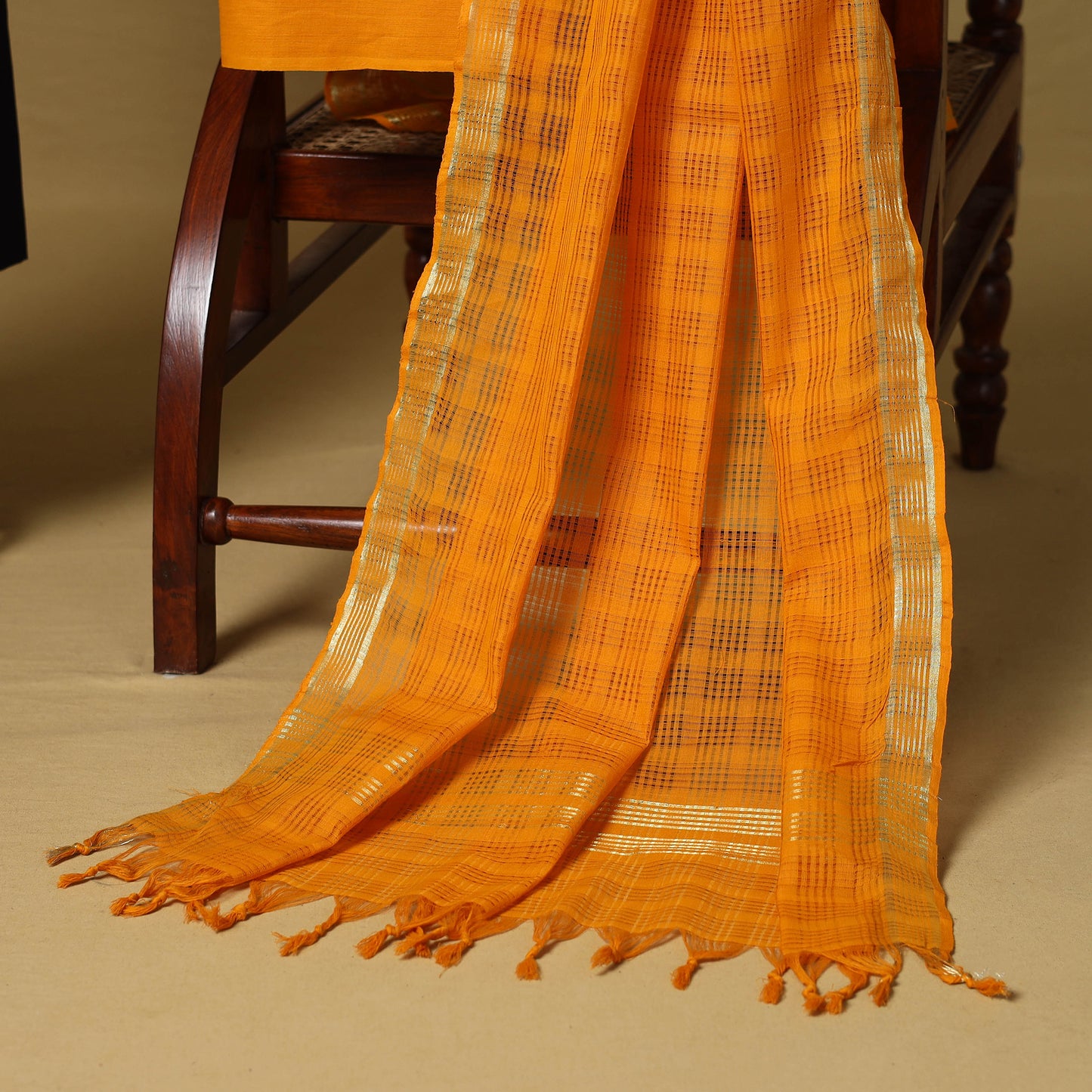 Blue - 3pc karnataka weave cotton unstitched khun dress