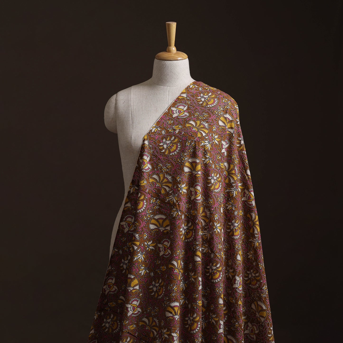 Brown - Kalamkari Printed Cotton Fabric 22