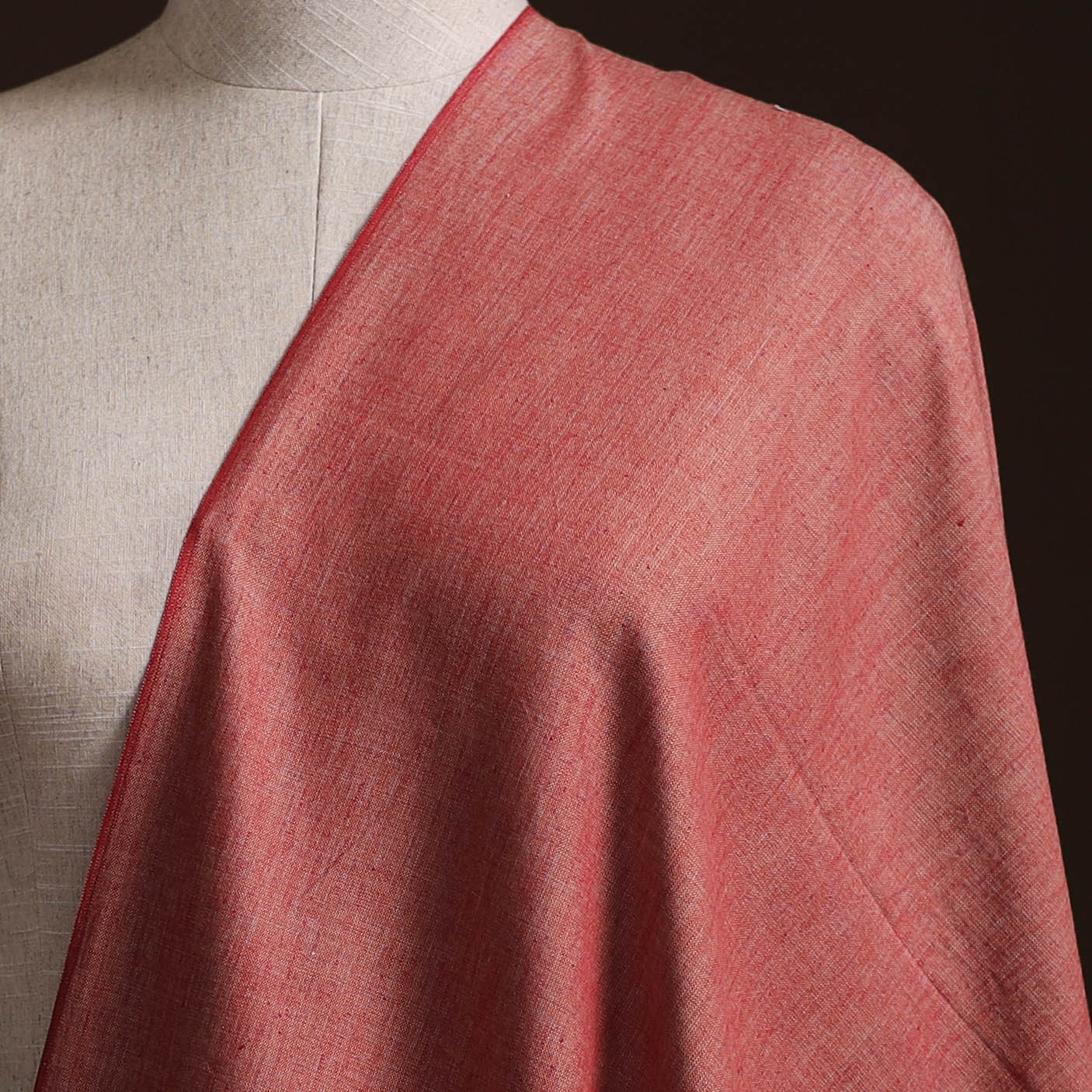 Peach - Prewashed Fine Cotton Handloom Plain Fabric 51