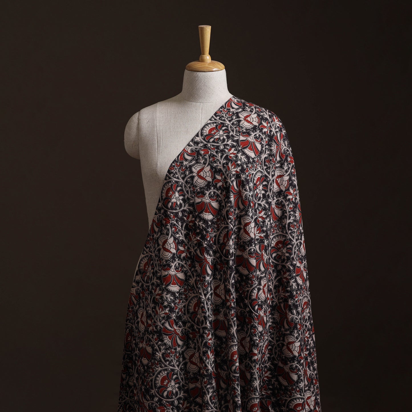 Black - Kalamkari Printed Cotton Fabric 21