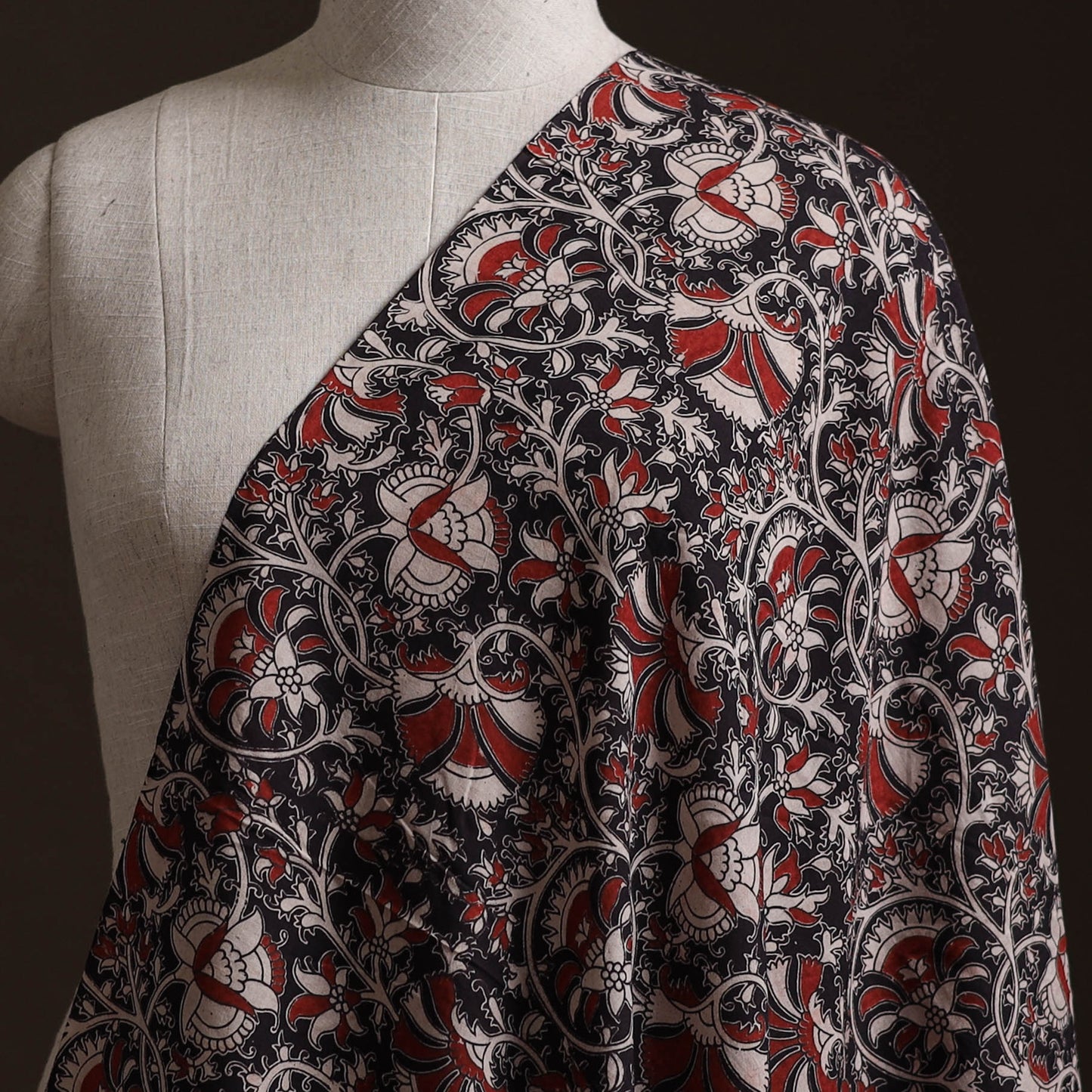 Black - Kalamkari Printed Cotton Fabric 21