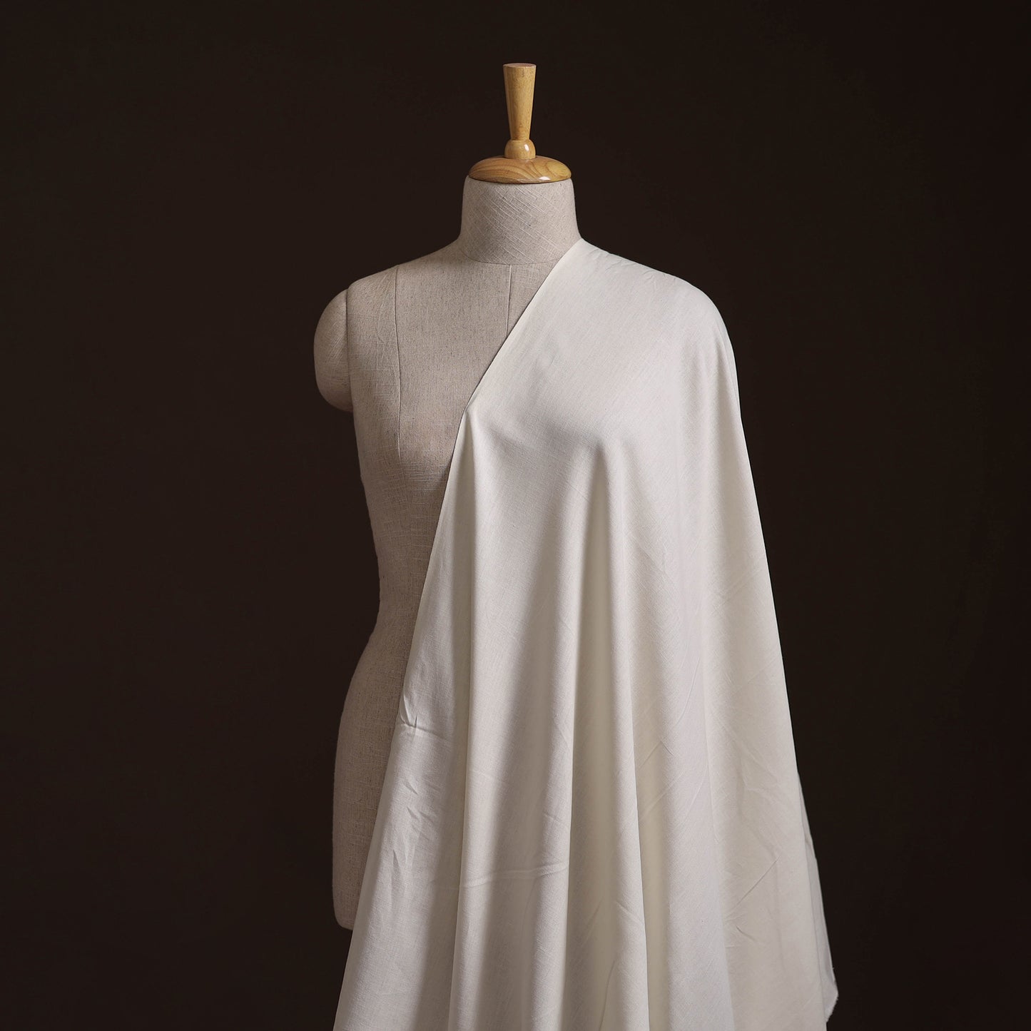 White - Prewashed Fine Cotton Handloom Plain Fabric 53