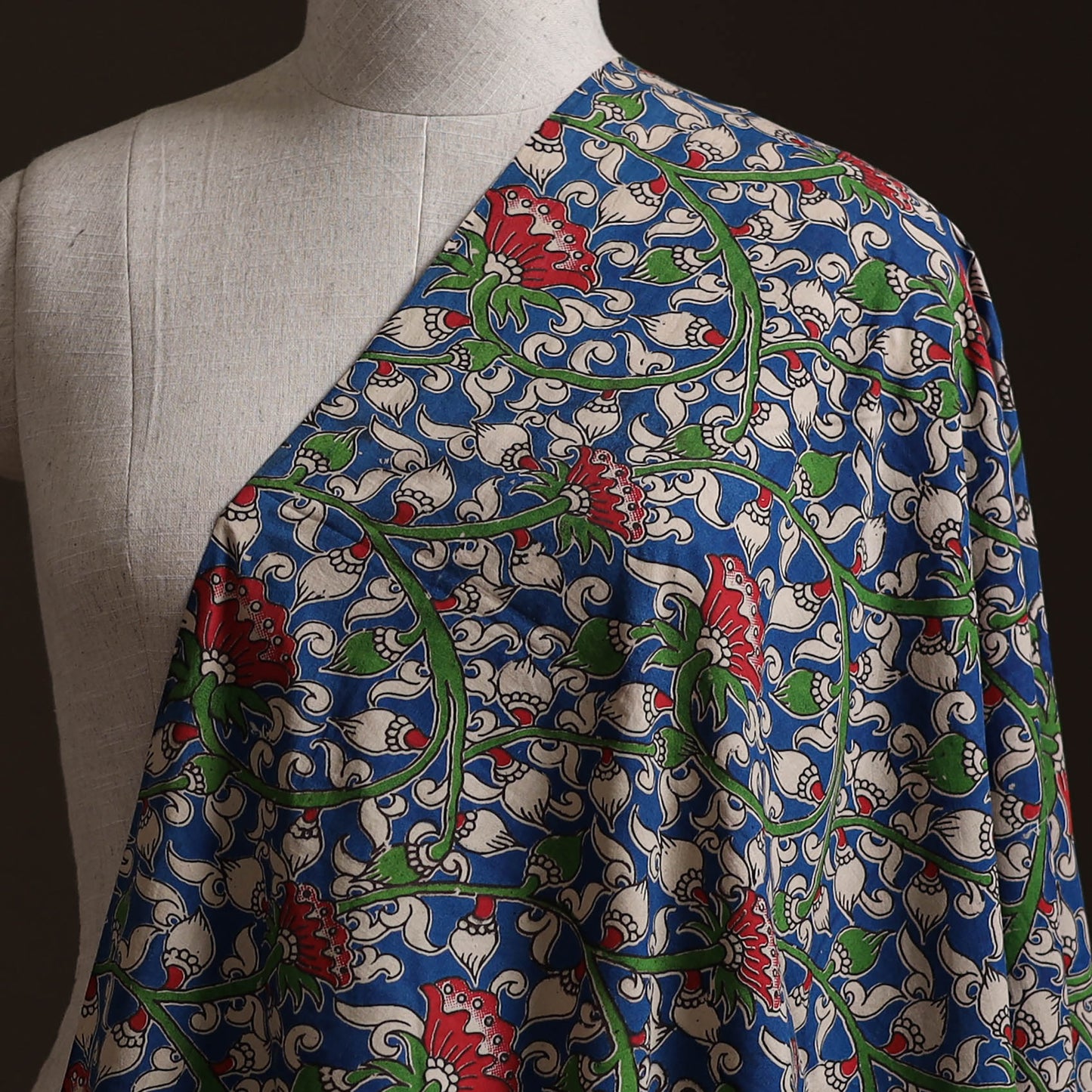 Blue - Kalamkari Printed Cotton Fabric 20