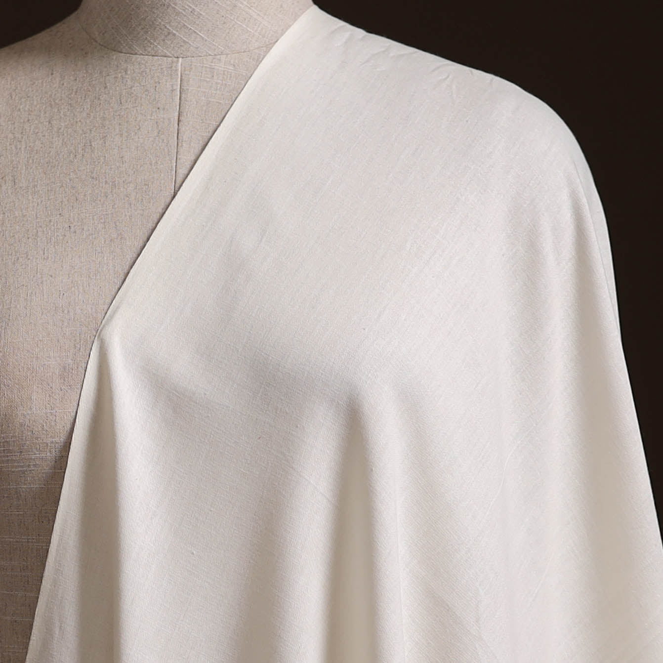 White - Prewashed Fine Cotton Handloom Plain Fabric 53