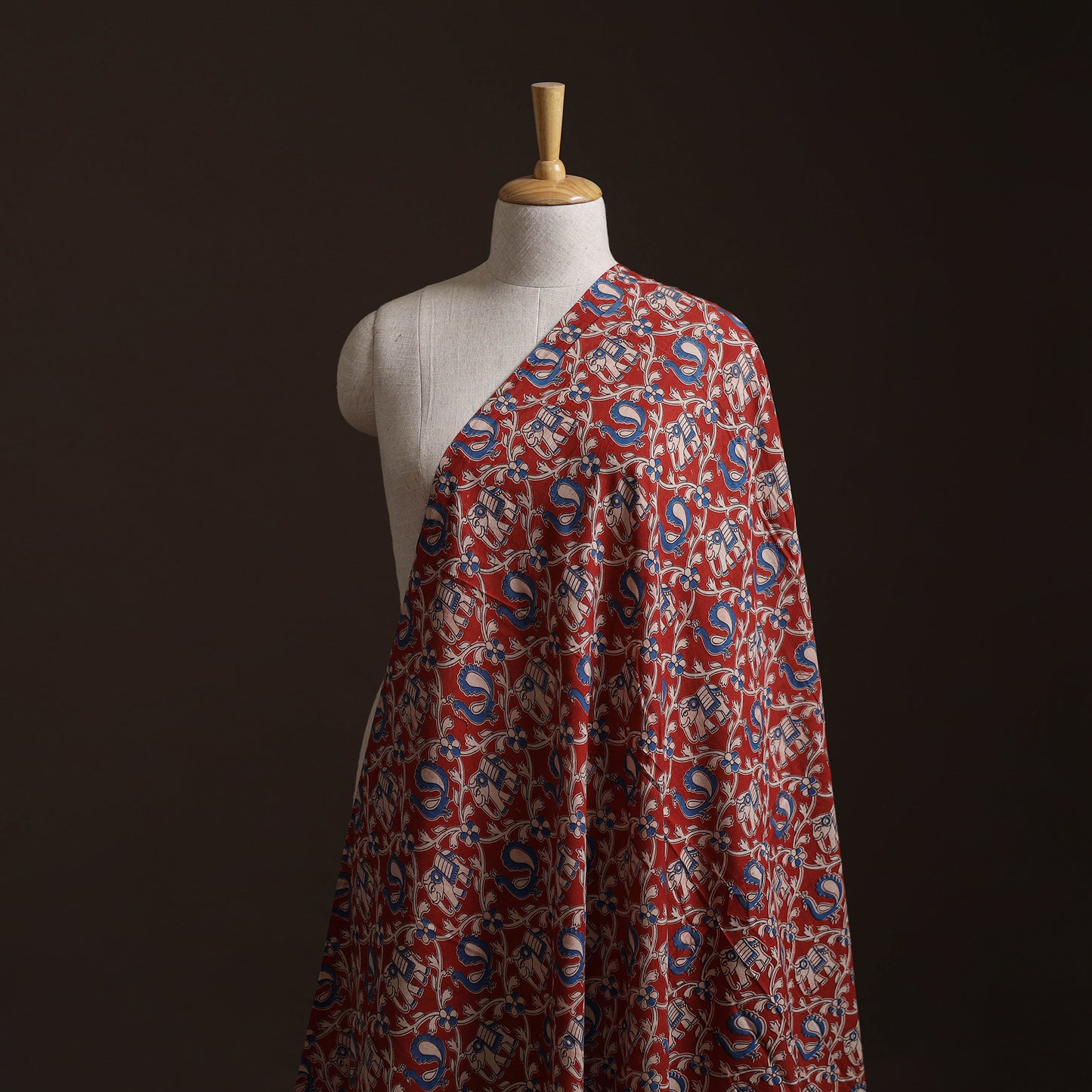Red - Kalamkari Printed Cotton Fabric 19