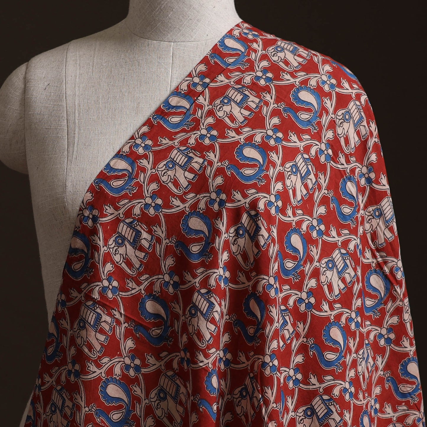 Red - Kalamkari Printed Cotton Fabric 19