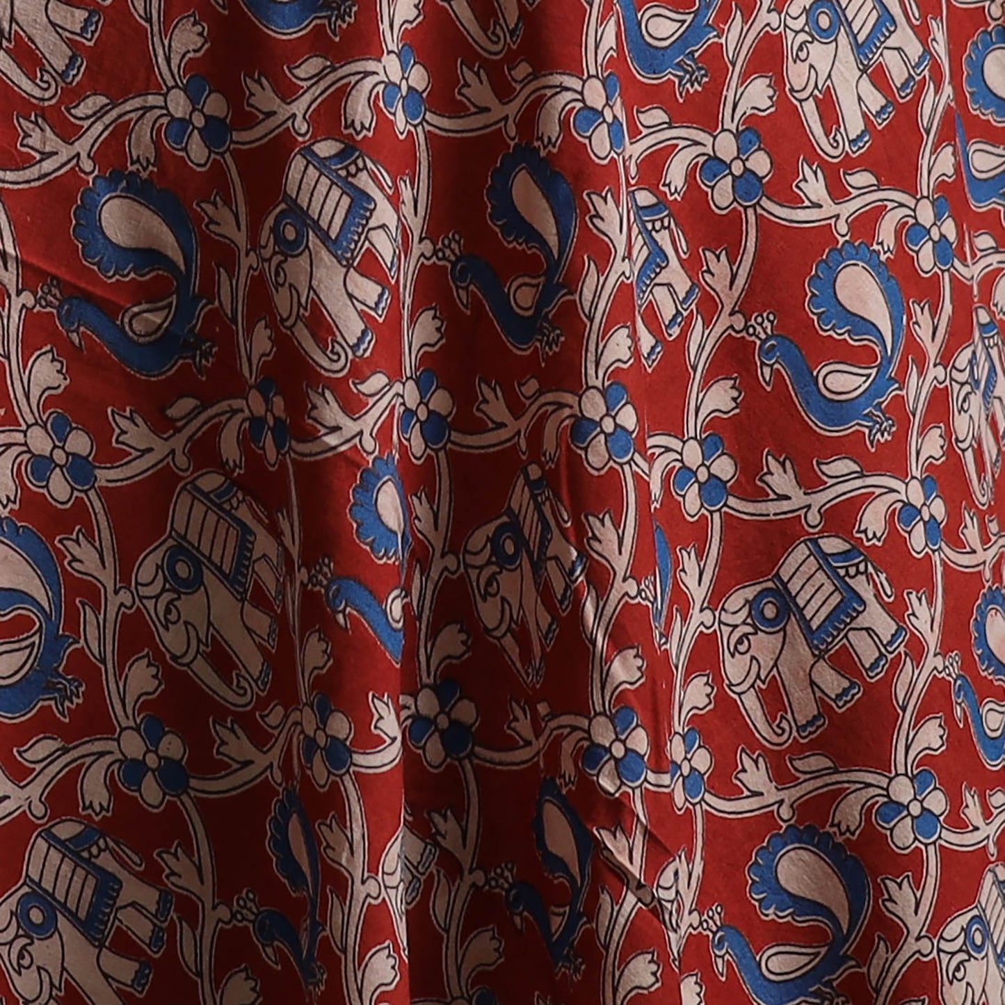 Red - Kalamkari Printed Cotton Fabric 19