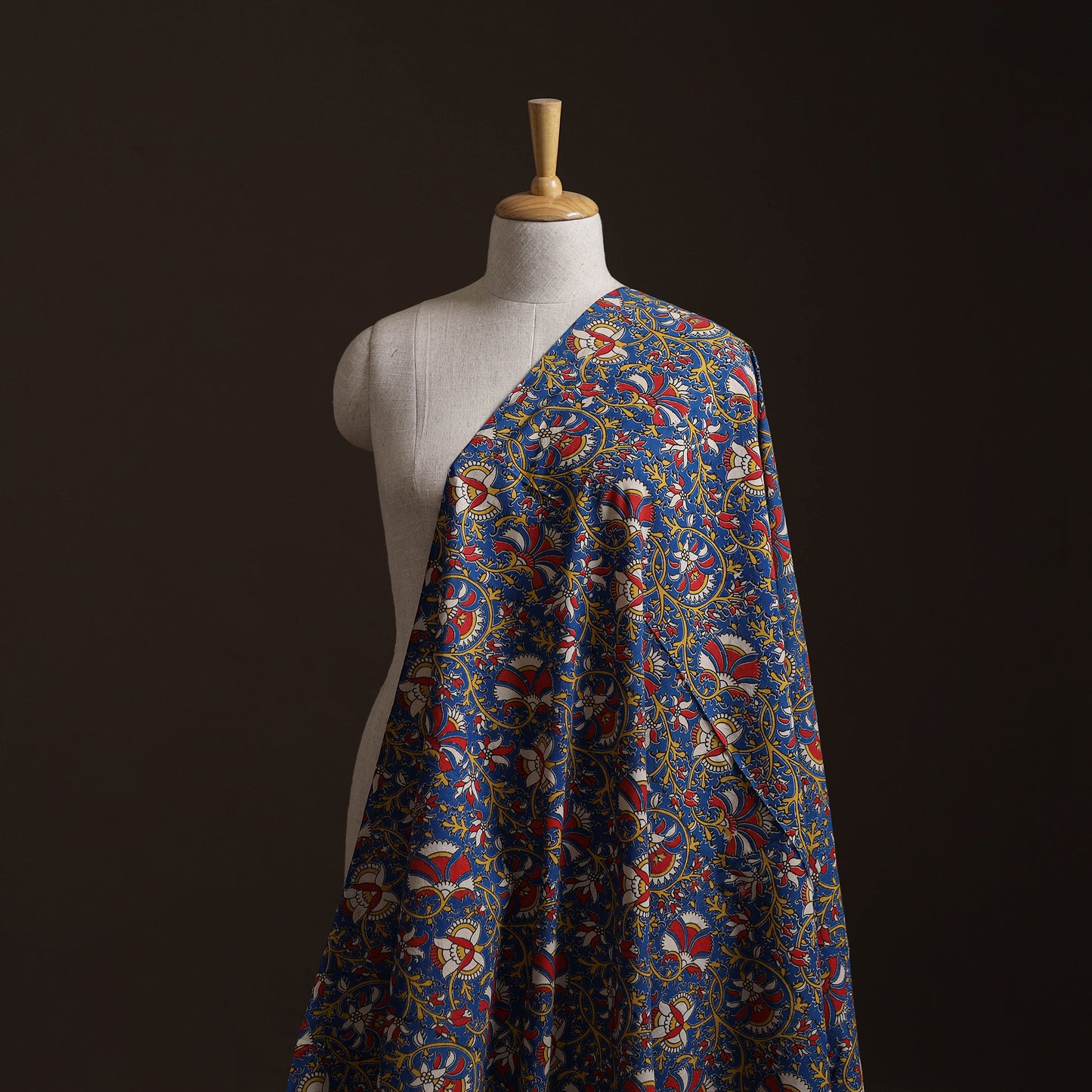 Blue - Kalamkari Printed Cotton Fabric 18