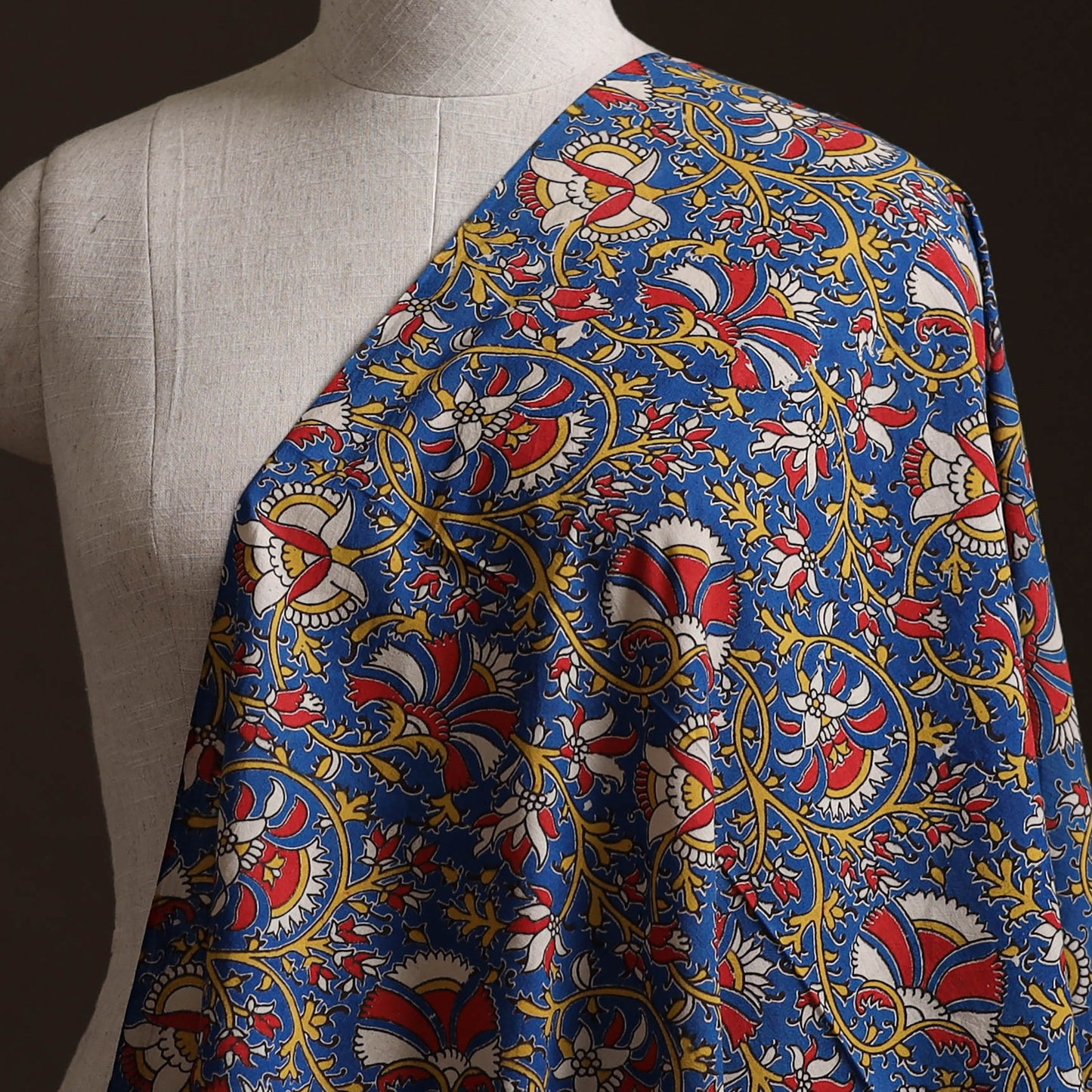 Blue - Kalamkari Printed Cotton Fabric 18