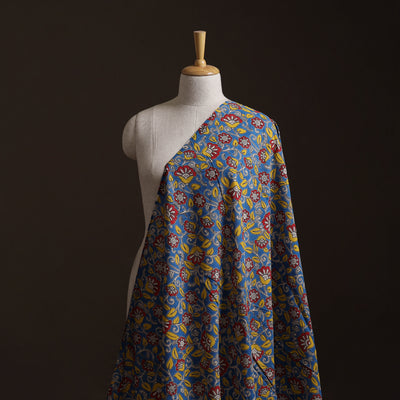 Blue - Kalamkari Printed Cotton Fabric 17