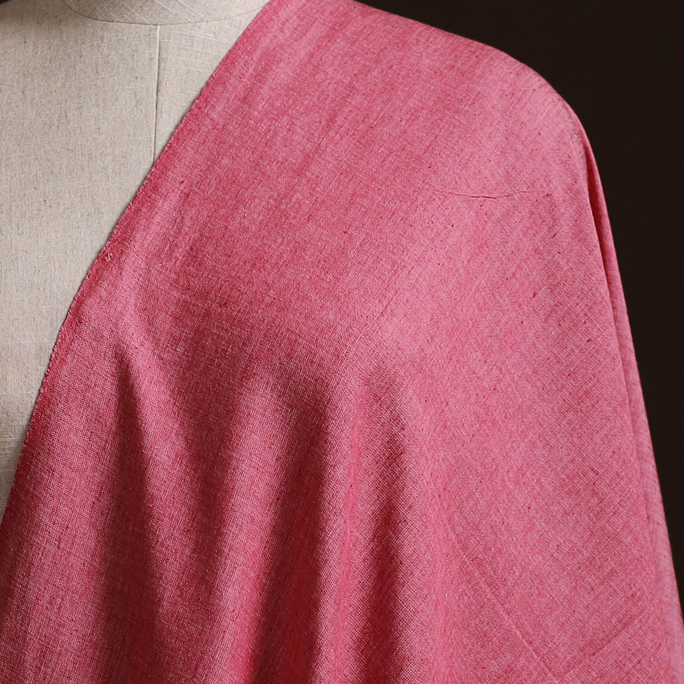 Pink - Prewashed Fine Cotton Handloom Plain Fabric 56