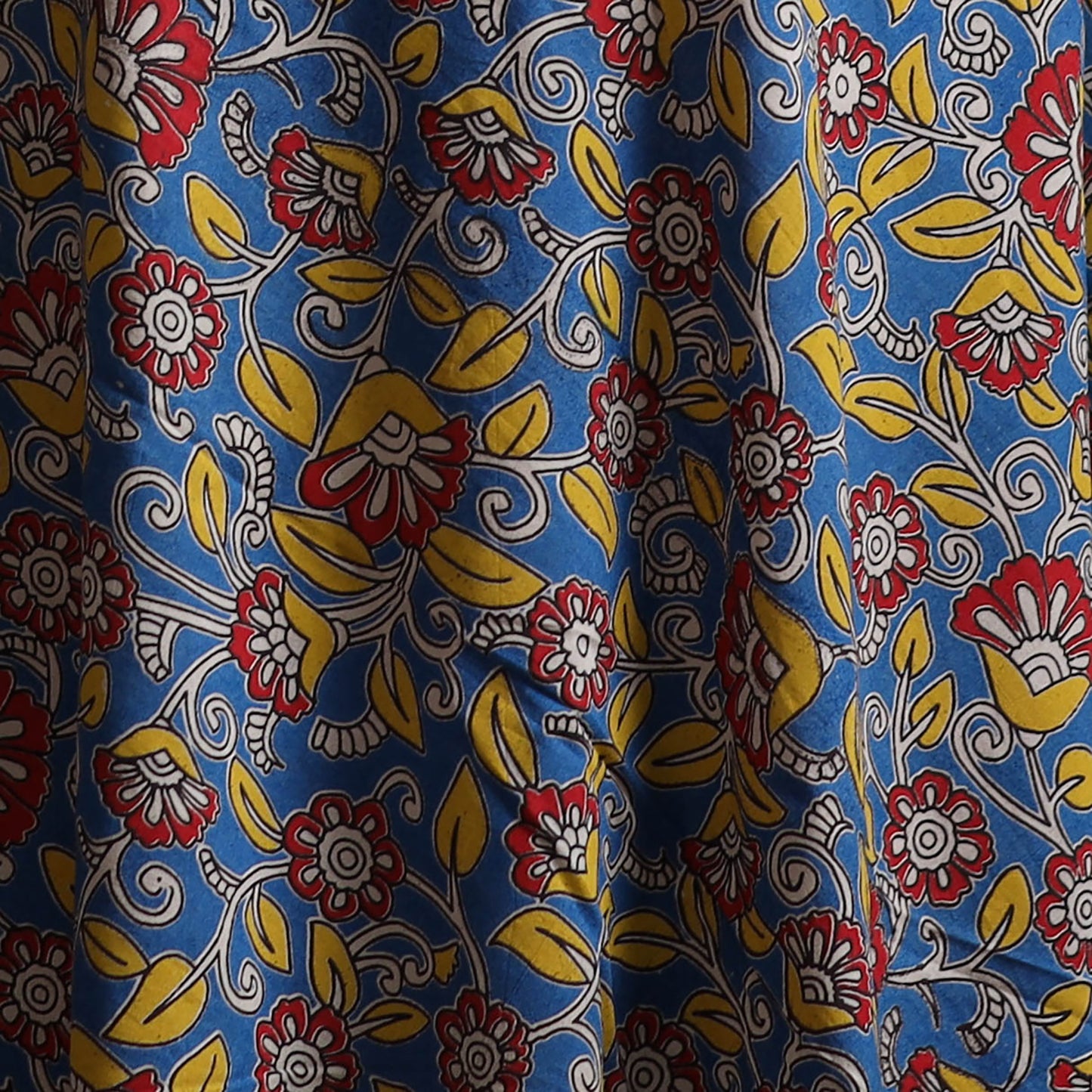 Blue - Kalamkari Printed Cotton Fabric 17