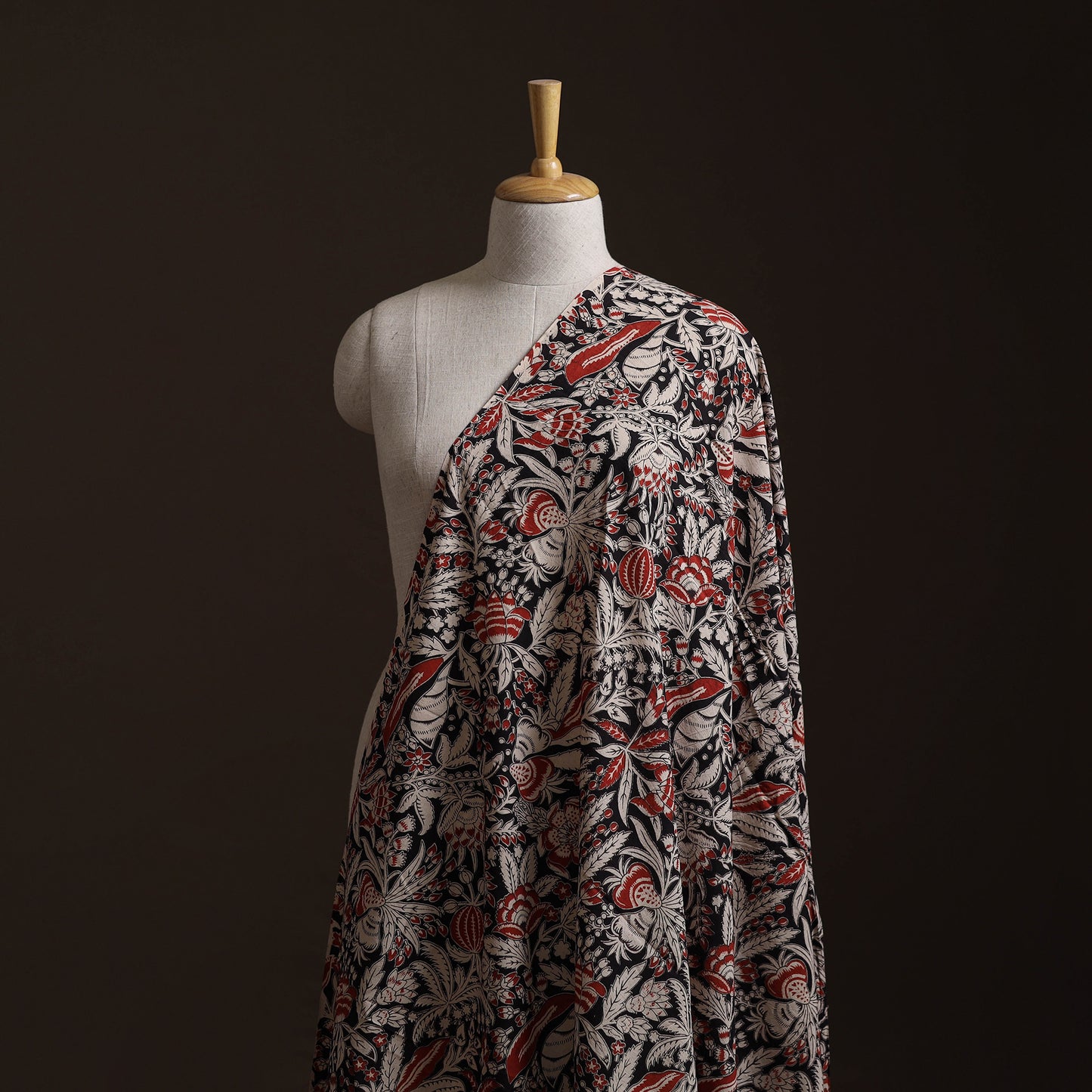 Black - Kalamkari Printed Cotton Fabric 16