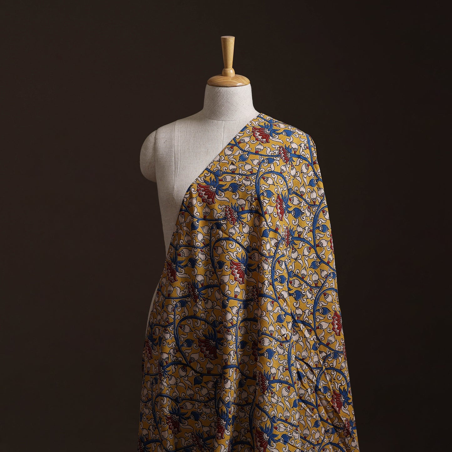 Yellow - Kalamkari Printed Cotton Fabric 15