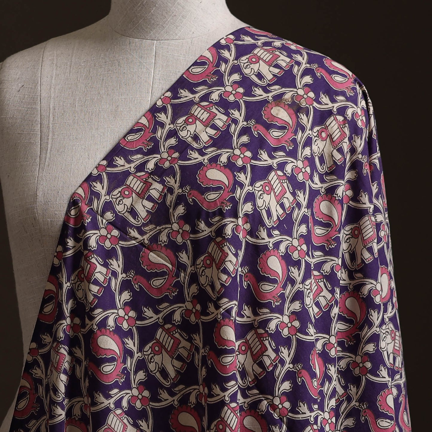 Purple - Kalamkari Printed Cotton Fabric 12