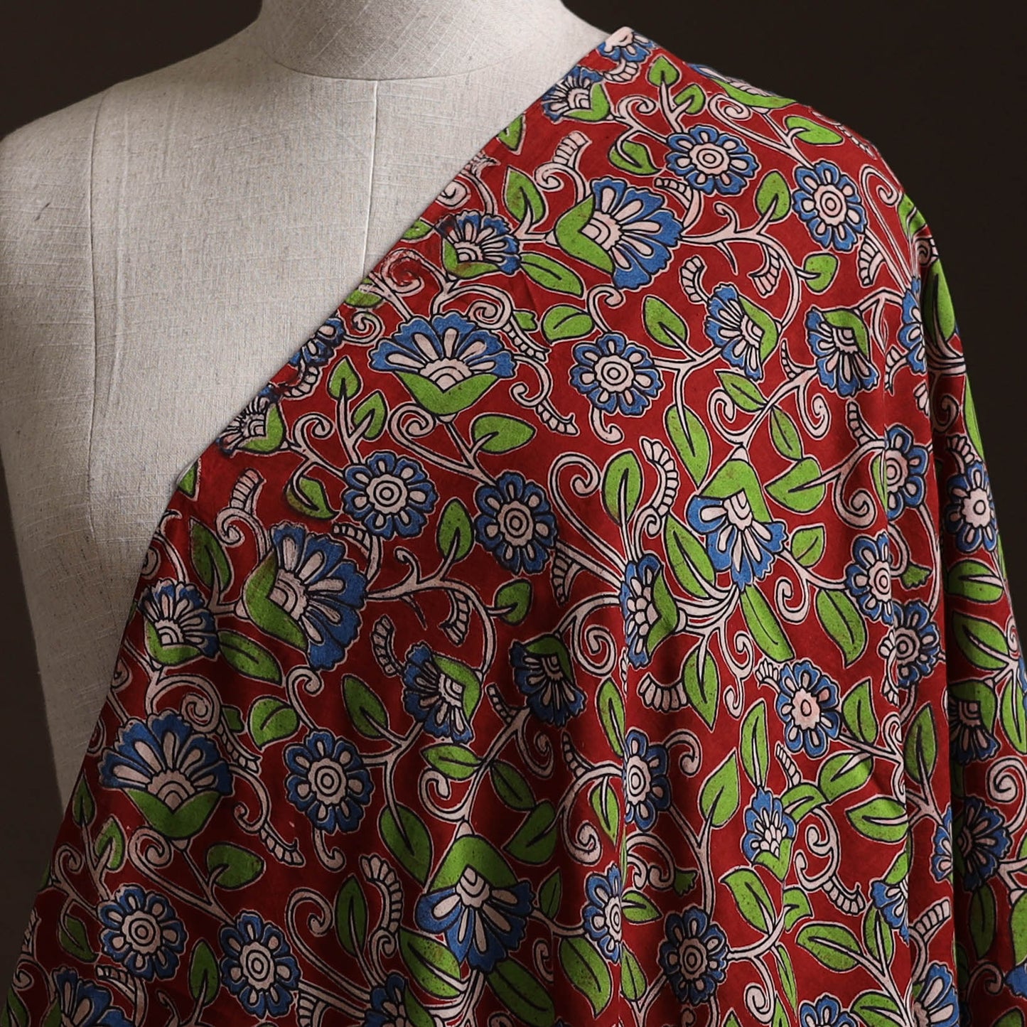 Red - Kalamkari Printed Cotton Fabric 10