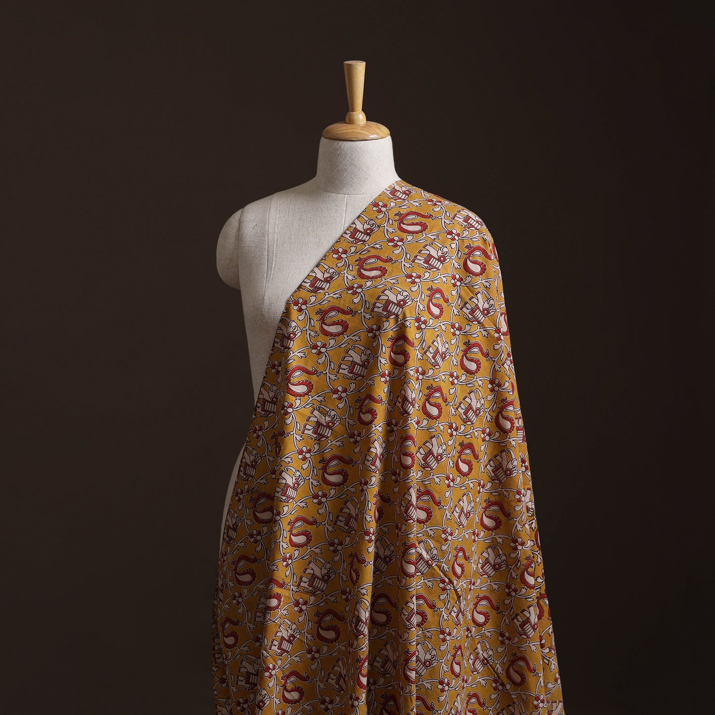 Yellow - Kalamkari Printed Cotton Fabric 09
