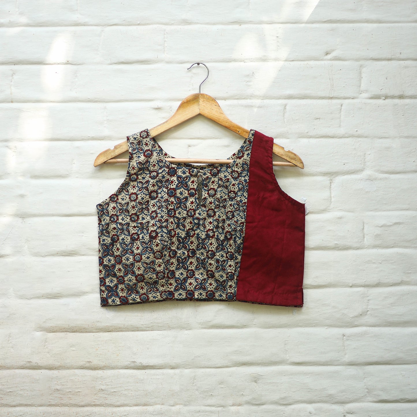 Multicolor Block Print Cotton Stitched Ajrakh Blouse Online