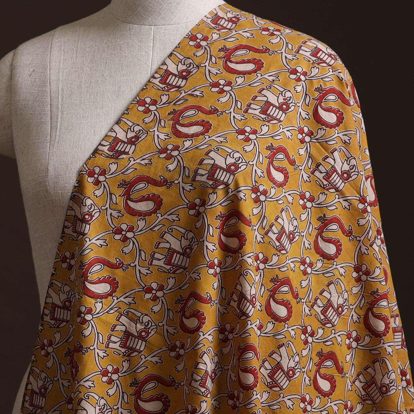 Yellow - Kalamkari Printed Cotton Fabric 09