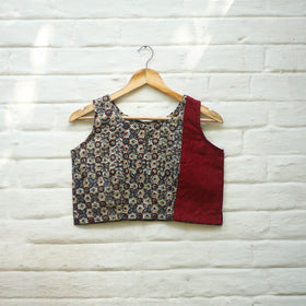 Multicolor Block Print Cotton Stitched Ajrakh Blouse Online