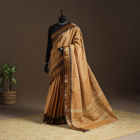 Brown Kandangi Chettinad Cotton Saree with Zari Border