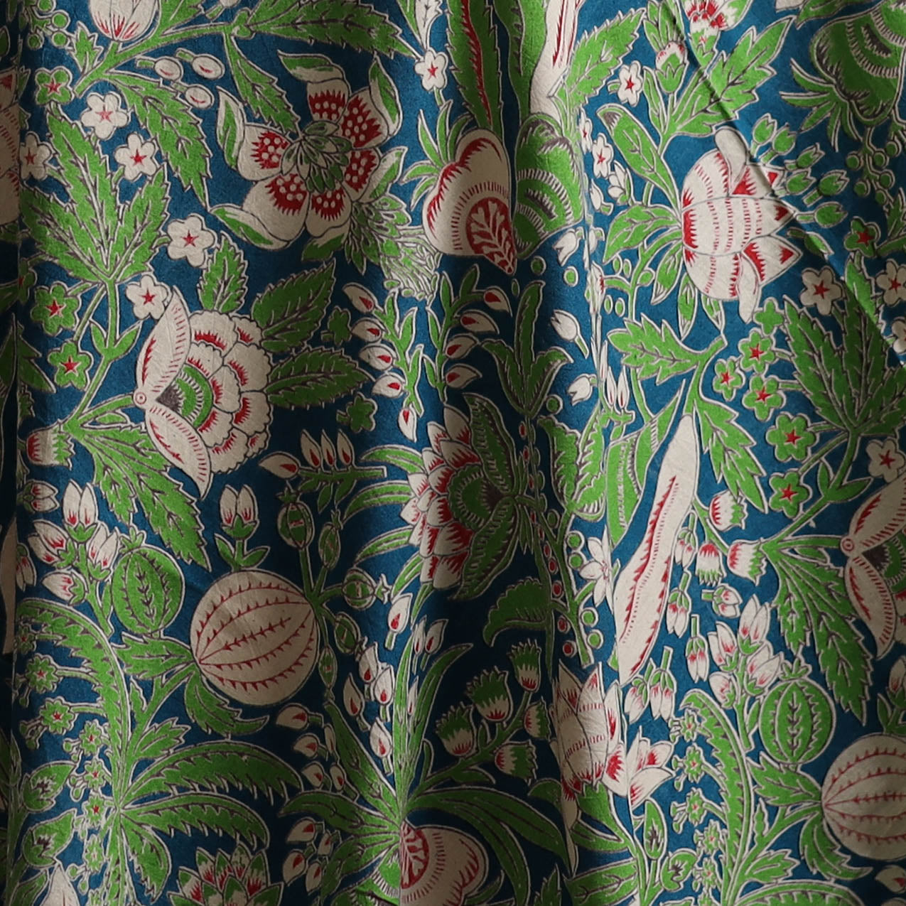 Green - Kalamkari Printed Cotton Fabric 07
