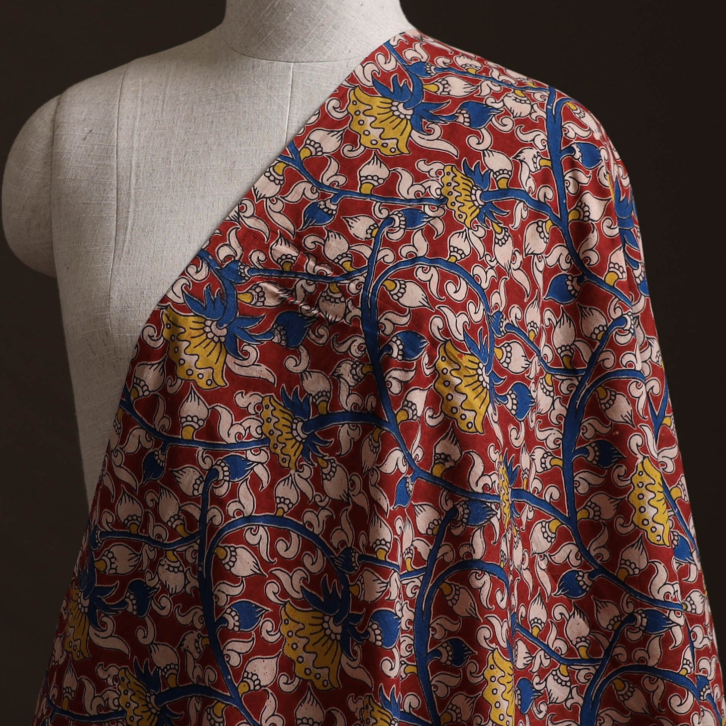 Red - Kalamkari Printed Cotton Fabric 04