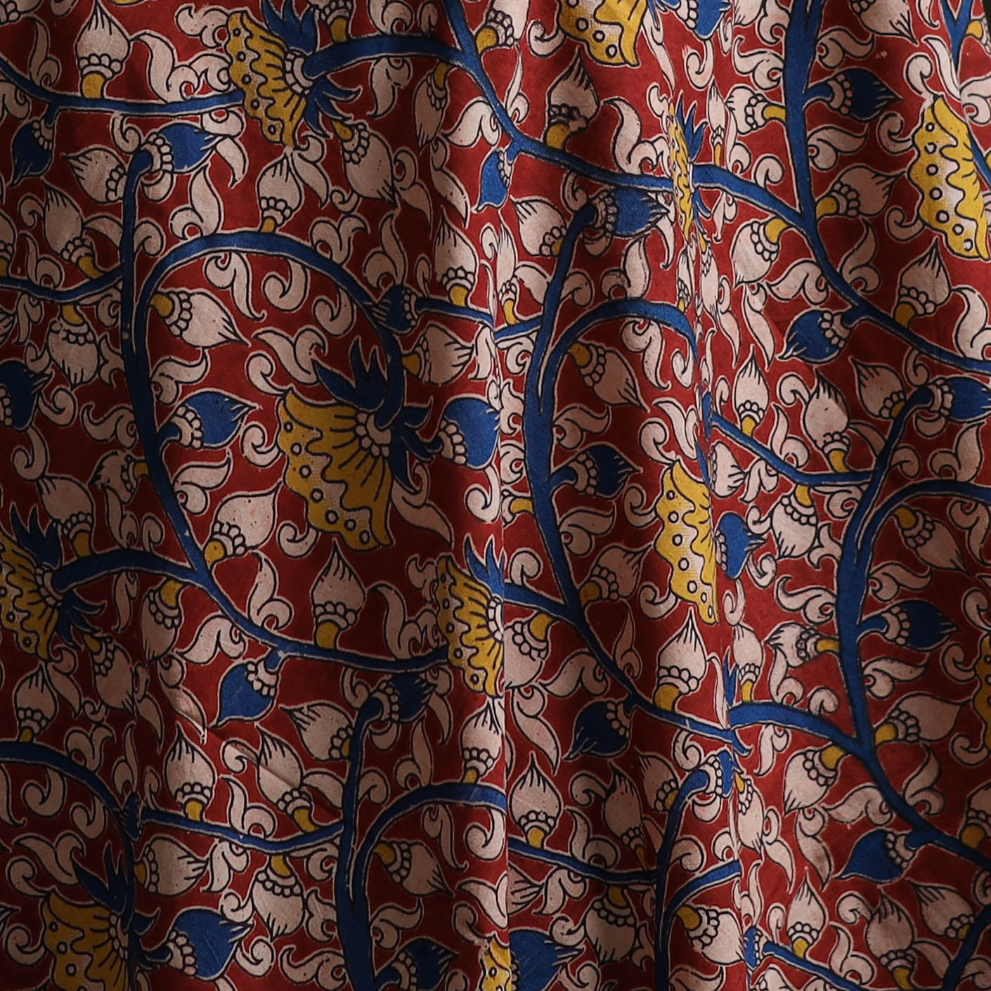 Red - Kalamkari Printed Cotton Fabric 04