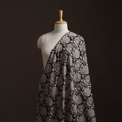 Black - Kalamkari Printed Cotton Fabric 03