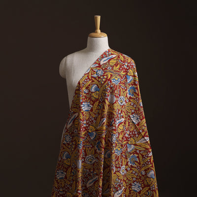 Red - Kalamkari Printed Cotton Fabric 02
