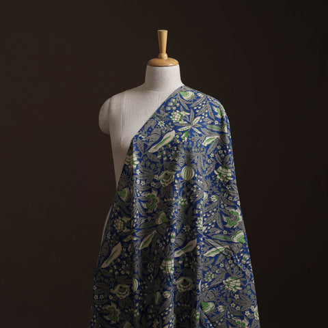 Blue - Kalamkari Printed Cotton Fabric 01