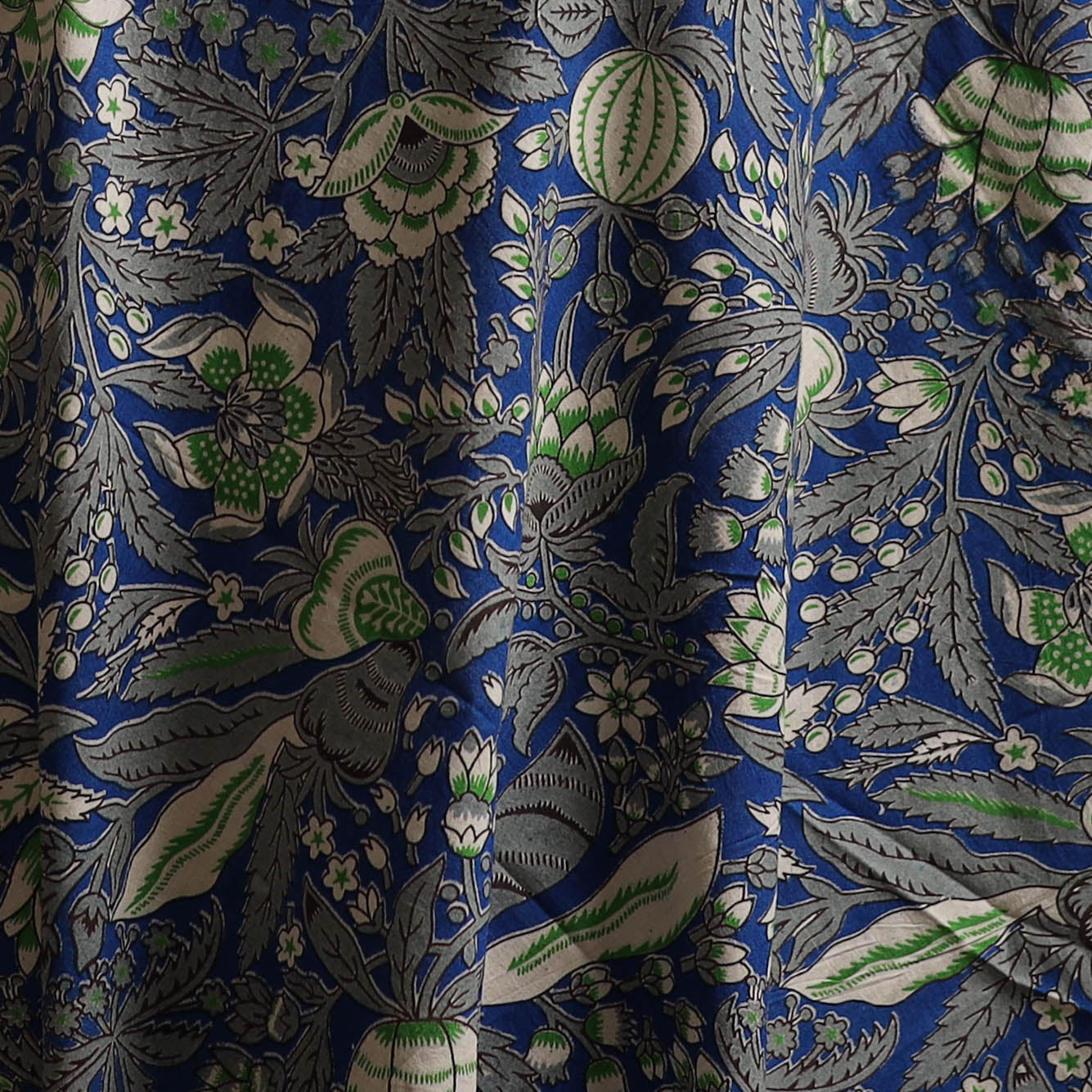 Blue - Kalamkari Printed Cotton Fabric 01