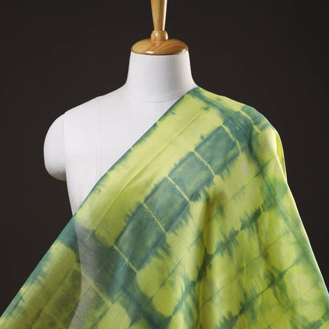 Green - Shibori Tie-Dye Chanderi Silk Handloom Fabric 01