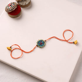 Swastika - Hand Embroidered Felt & Bead Work Rakhi 09